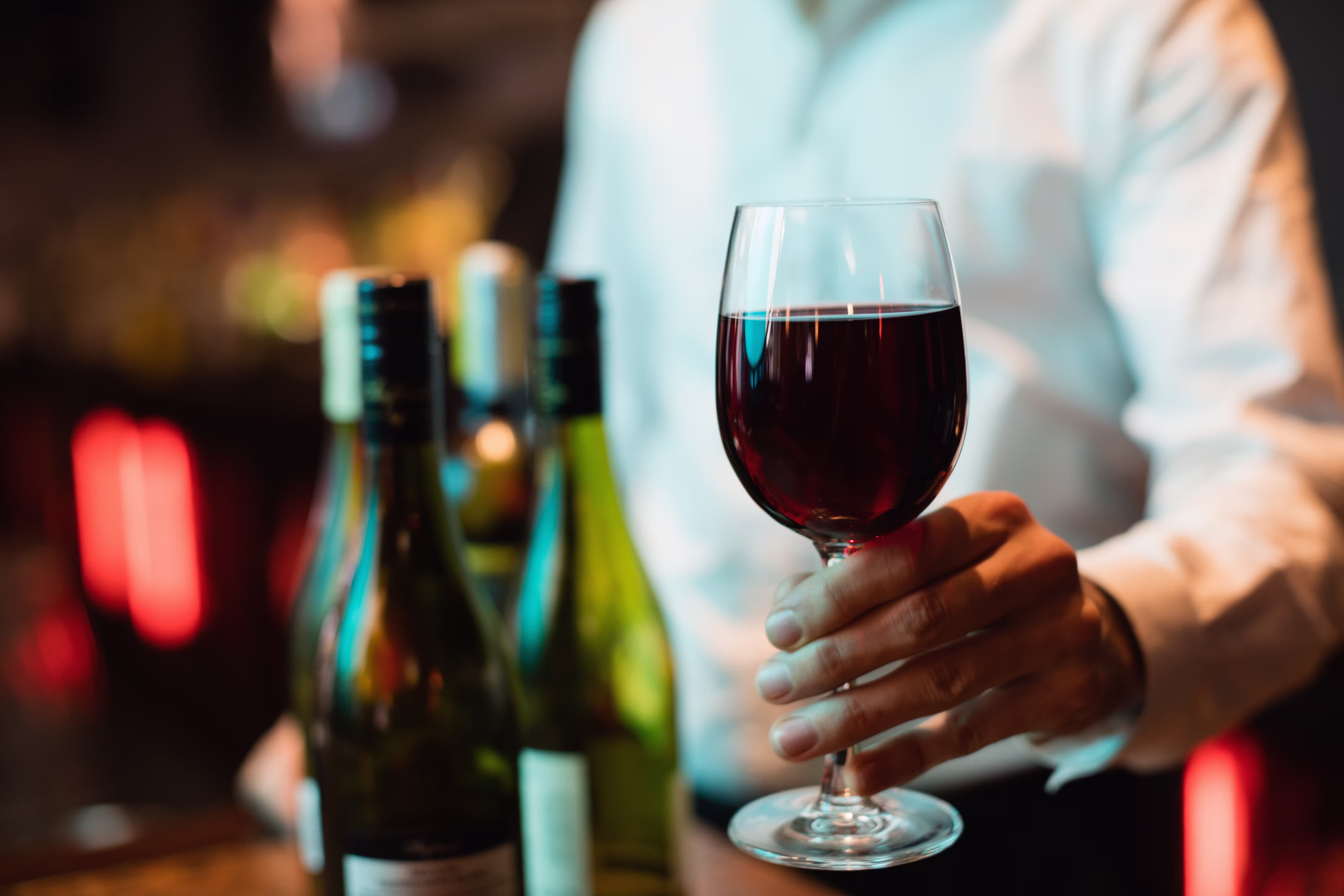Red wine being served in Chile