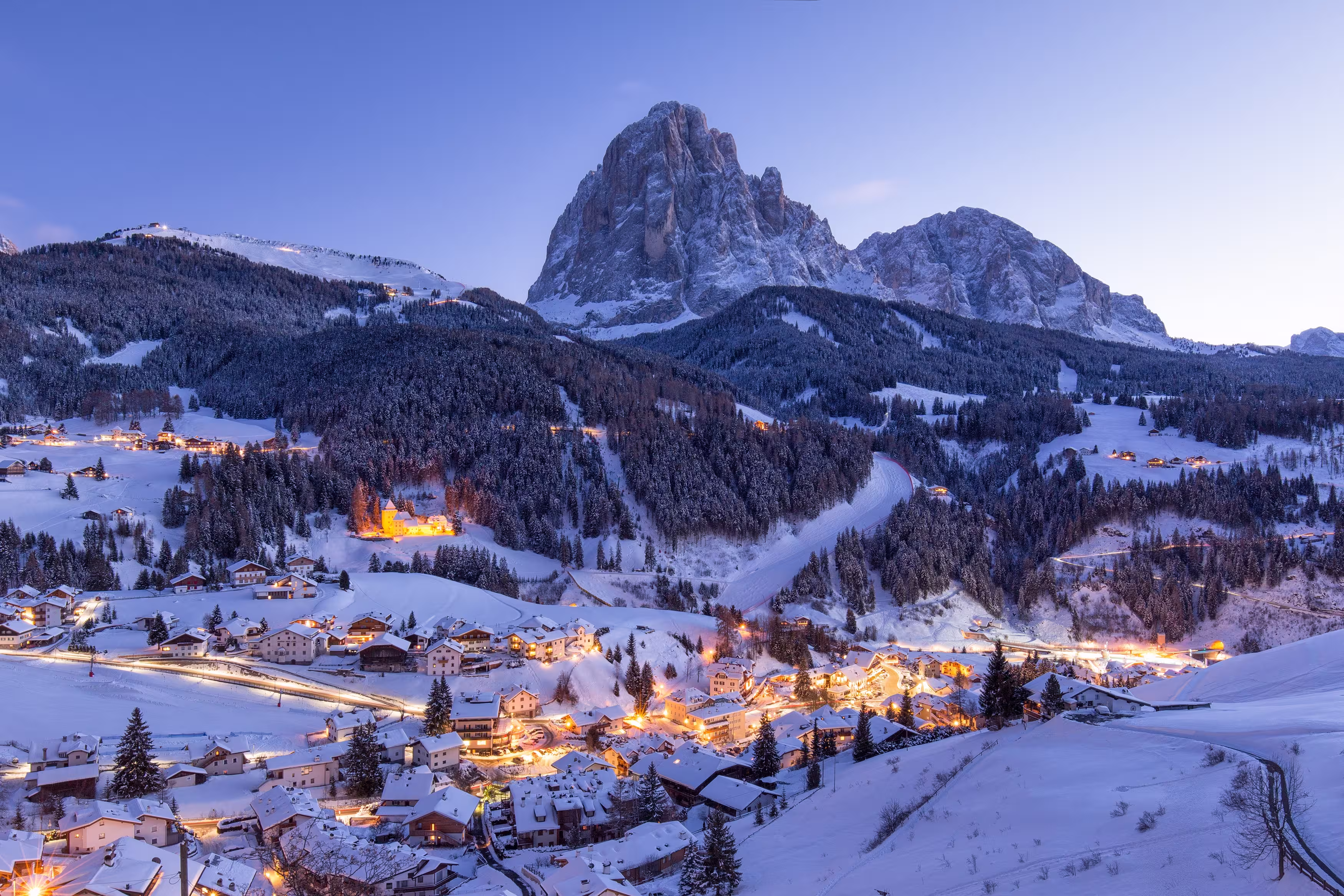 Snow-covered Swiss mountain village