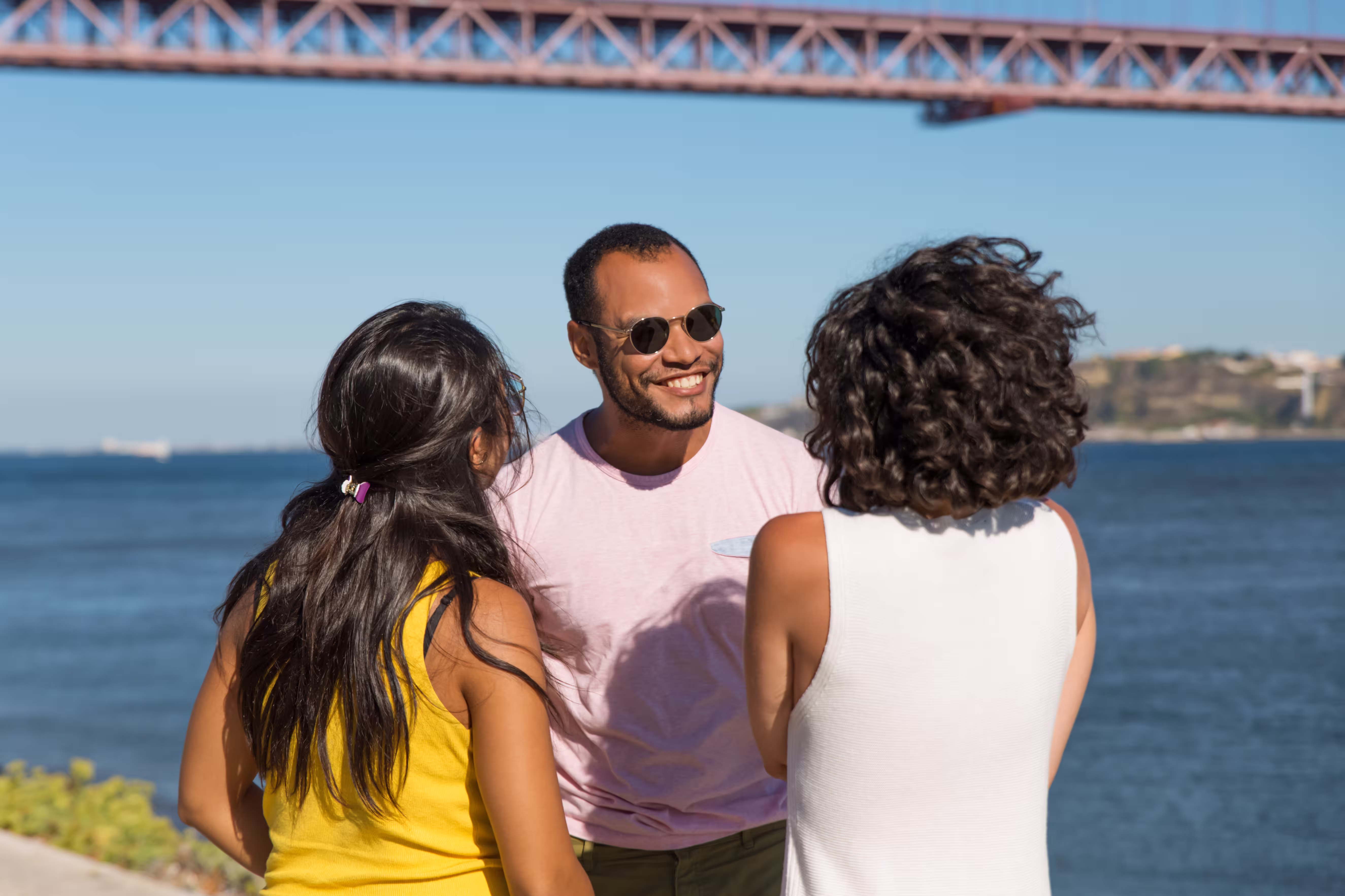 Friends talking while traveling in Malta