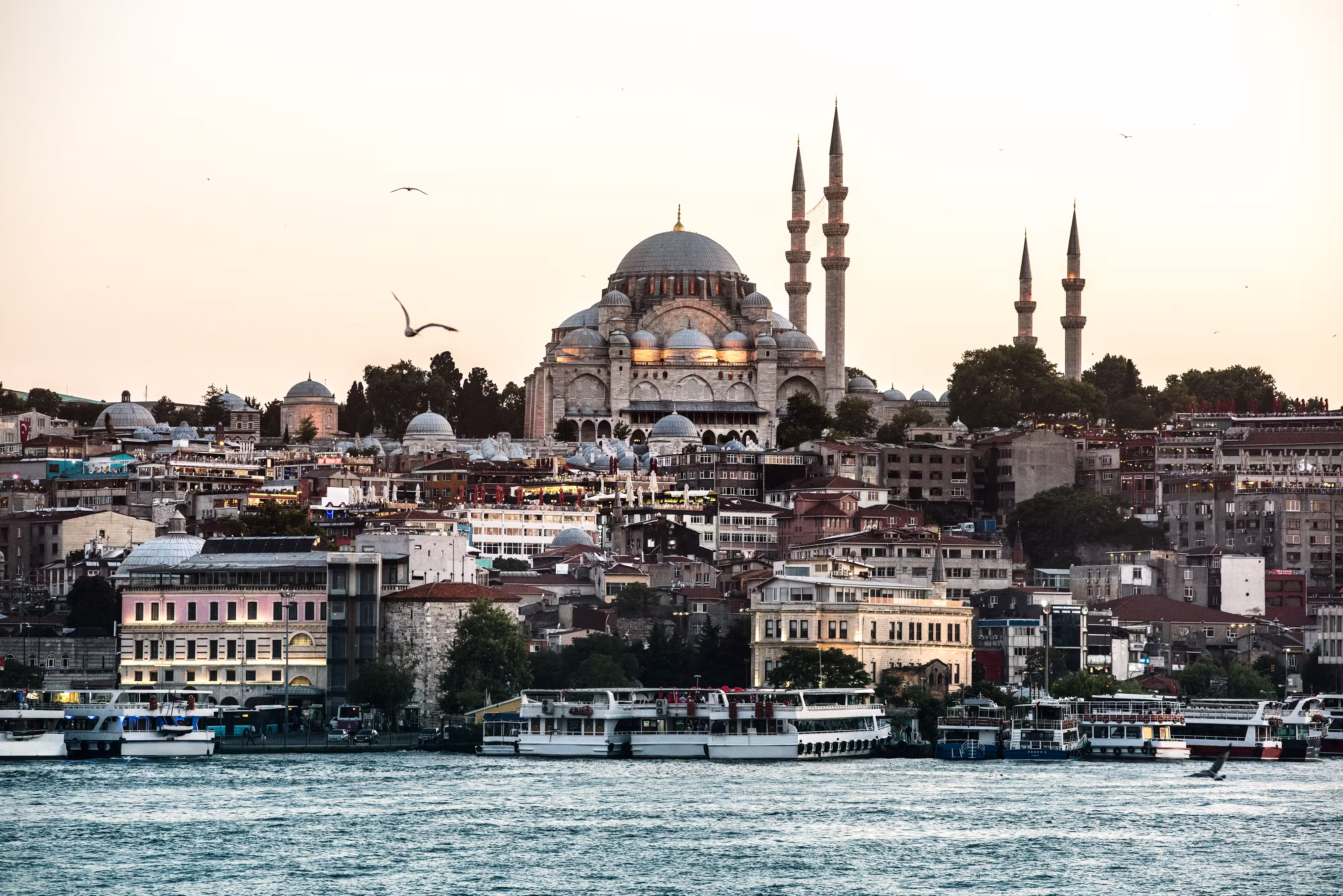 Istanbul waterfront with cruise ship