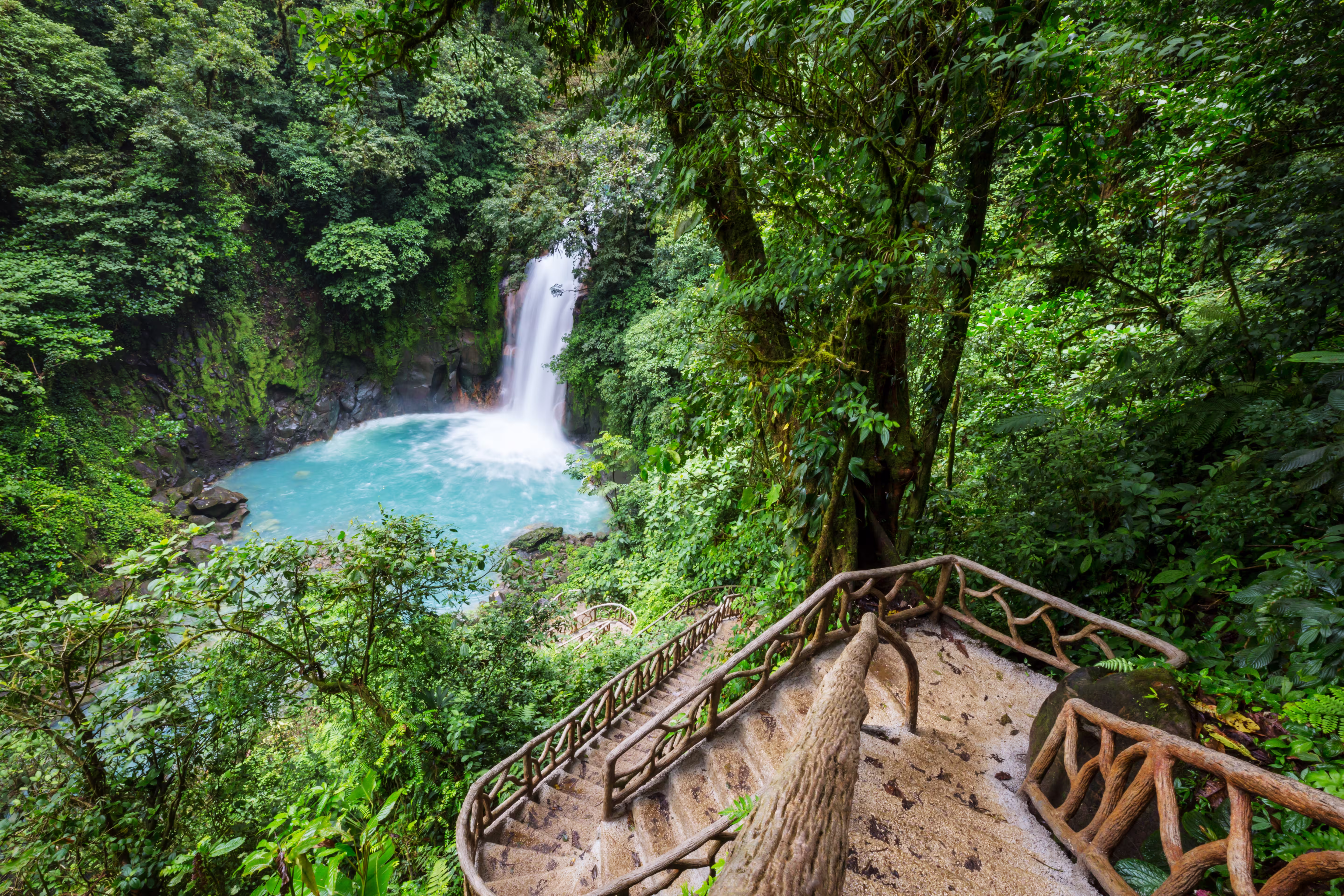 Majestic waterfall in Costa Rica rainforest