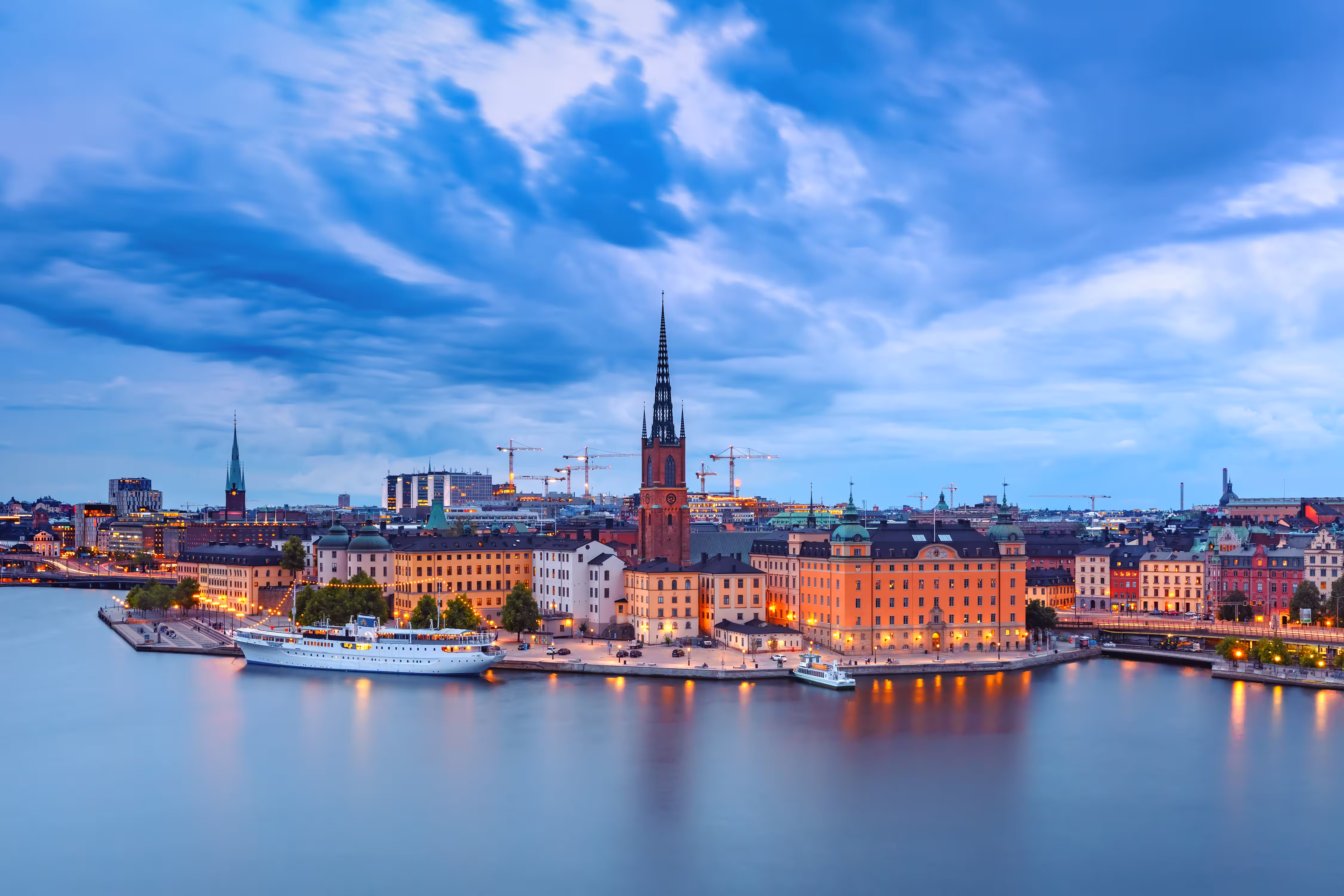 Stockholm city skyline and Gamla Stan at night