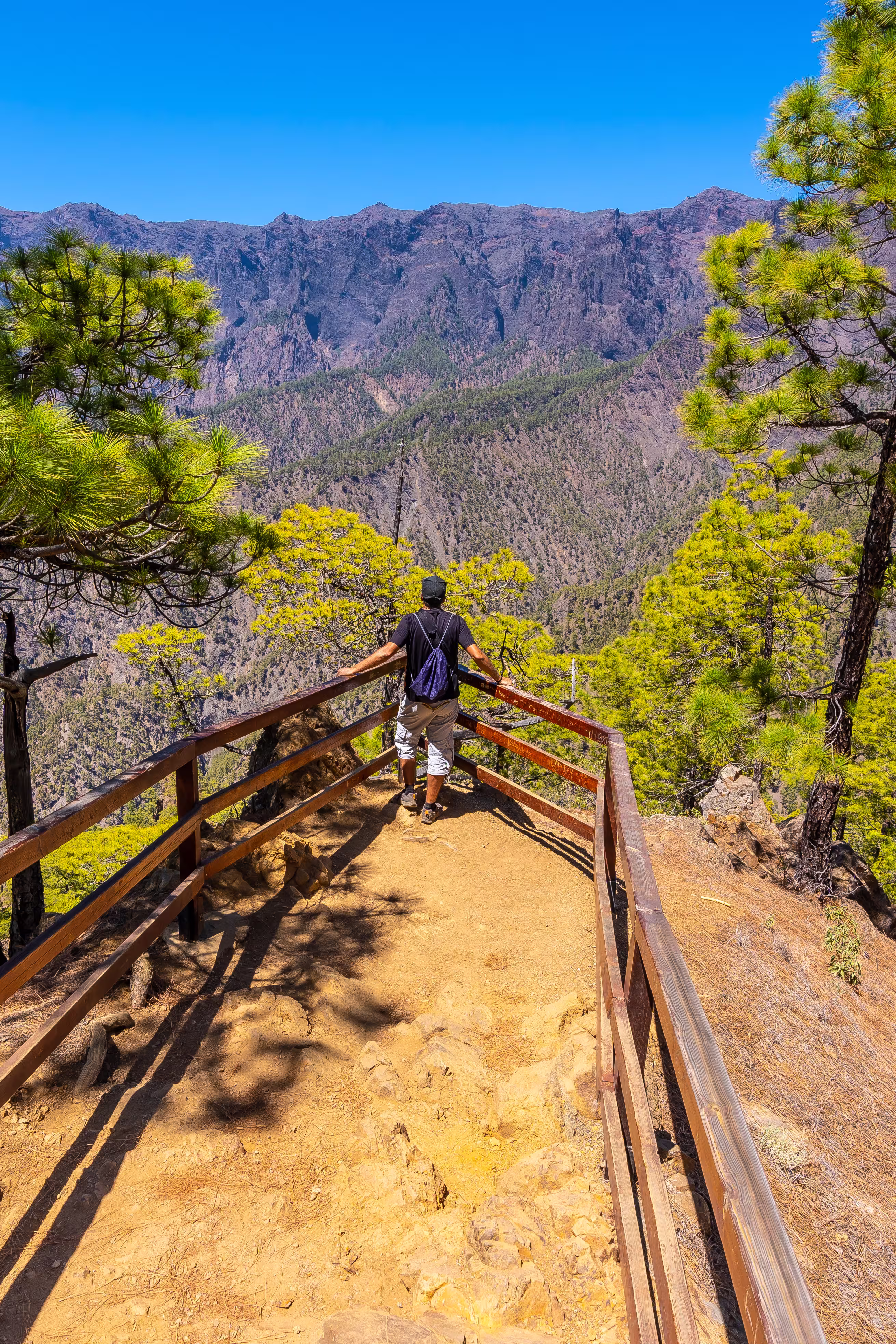 Tourist enjoying a mountain view in Spain